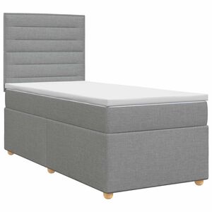 vidaXL Boxspringbett mit Matratze mit Kopfteil Hellgrau Einzeln Stoff