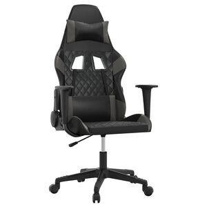 vidaXL Gaming-Stuhl mit Massagefunktion Schwarz und Grau Kunstleder