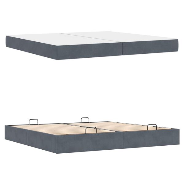 vidaXL Bettgestell mit Matratze mit Matratze 2 pcs Dunkelgrau Samt