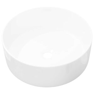 vidaXL Waschbecken Rund Keramik Wei&szlig; 40 x 15 cm