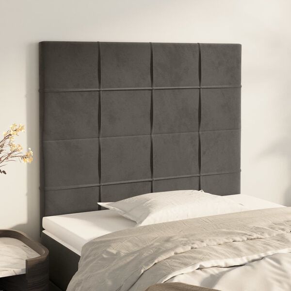 vidaXL Kopfteil Dunkelgrau 90 x 5 x 118/128 cm Samt