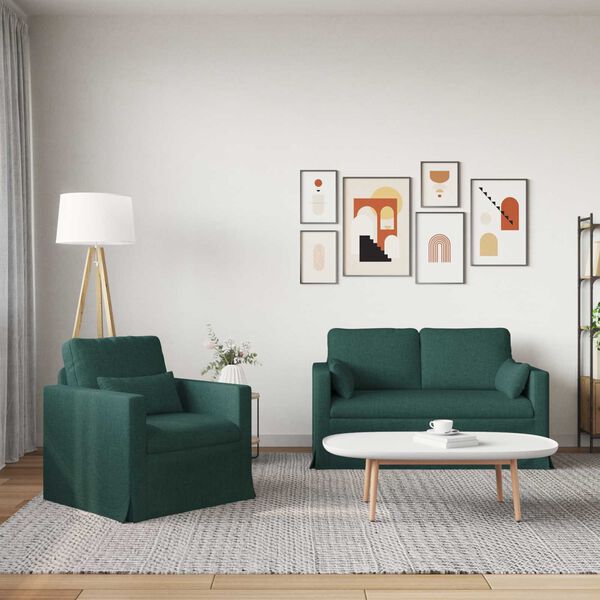 vidaXL Sofa 120cm 2 pcs Dunkelgr&uuml;n Metall