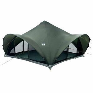 vidaXL Tipi Zelt mit Dach Armeegr&uuml;n 18-Personen Polyester und Stahl