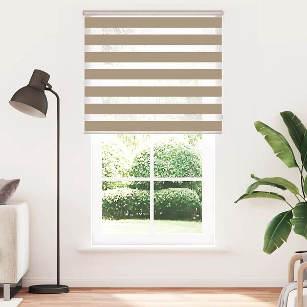 vidaXL Doppelrollo Sandbraun 120x200 cm Stoffbreite 115,9 cm Polyester