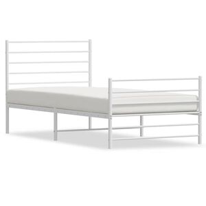 vidaXL Bettgestell mit Kopf- und Fu&szlig;teil Metall Wei&szlig; 80x200 cm
