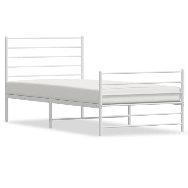 vidaXL Bettgestell mit Kopf- und Fu&szlig;teil Metall Wei&szlig; 80x200 cm