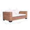 vidaXL 2-tlg. Sofagarnitur mit Auflagen Natur Rattan