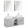 vidaXL Badezimmerm&ouml;bel-Set 5 pcs Betongrau Ingenieurholz und Glas