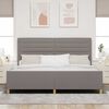 vidaXL Bettgestell mit Kopfteil Taupe 200 x 200 cm Stoff