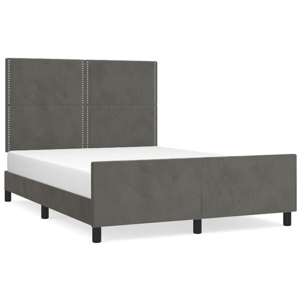 vidaXL Bettgestell ohne Matratze Dunkelgrau 140x190 cm Samt