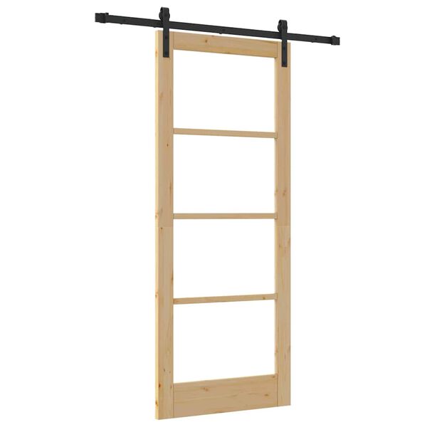 vidaXL Schiebet&uuml;r ORKDAL Natur 83 x 202 cm Massivholz Kiefer und Glas