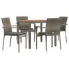 vidaXL 5-tlg. Garten-Essgruppe mit Kissen Grau Poly Rattan