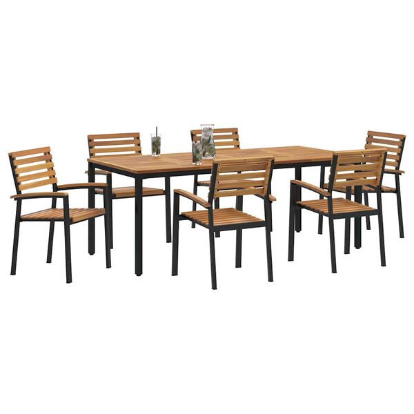 vidaXL Garten Essgruppe 7 pcs Schwarz und Braun 200 x 90 x 75 cm