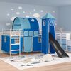 vidaXL Kinderloftbett Wei&szlig; und Blau 99,5 x 200 cm Metall