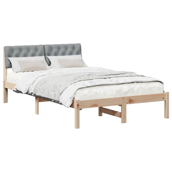 vidaXL Bettgestell Braun und hellgrau 120 x 190 cm Massivholz Kiefer