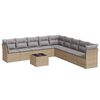 vidaXL 10-tlg. Garten-Sofagarnitur mit Kissen Beige Poly Rattan