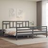 vidaXL Massivholzbett mit Kopfteil Grau 200x200 cm