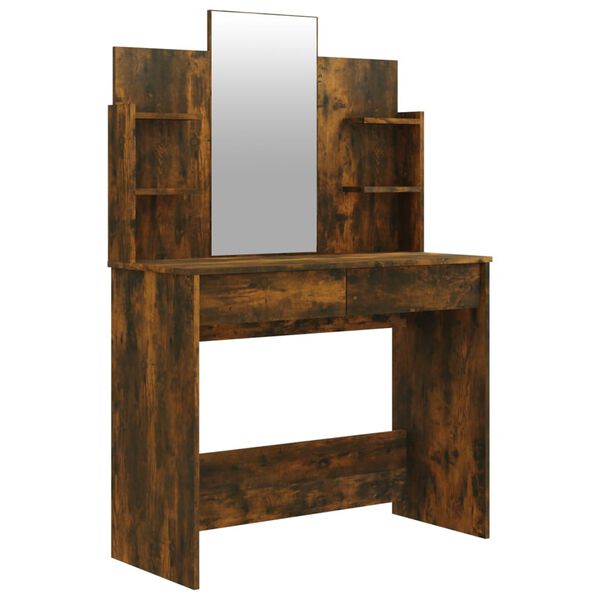 vidaXL Schminktisch mit Spiegel R&auml;uchereiche 96x40x142 cm