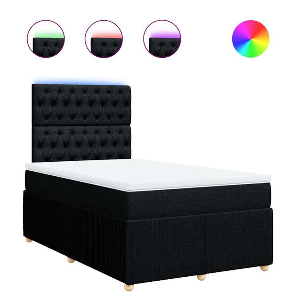 vidaXL Boxspringbett mit Matratze Schwarz 120x190 cm Stoff