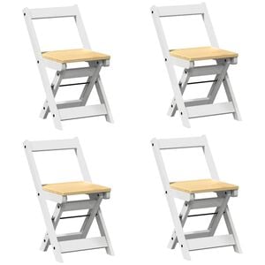 vidaXL Klappst&uuml;hle, 4 St&uuml;ck, Modell &bdquo;Corona&ldquo;, wei&szlig;, Massivholz Kiefer