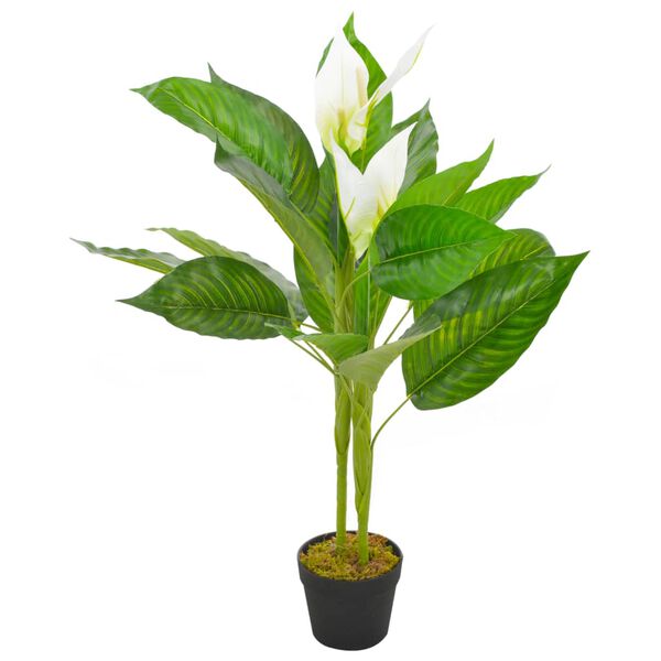 vidaXL K&uuml;nstliche Flamingoblume Anthurium mit Topf Wei&szlig; 90 cm
