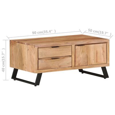 vidaXL Couchtisch 90x50x40 cm Massivholz Akazie mit Naturkanten