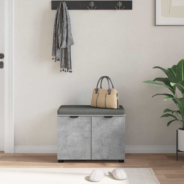 vidaXL Flurbank mit Kissen mit Speicher Beton Grau 60 x 38 x 46 cm