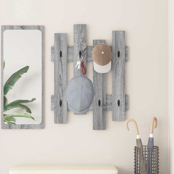 vidaXL Wandmontierter Kleiderst&auml;nder Grau Sonoma 60 x 3 x 82 cm