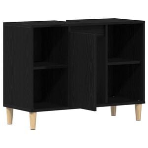 vidaXL Sp&uuml;lbeckenschrank Eiche Schwarz 80x33x60 cm Holzwerkstoff