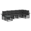 vidaXL Outdoor-Sofagarnitur 7 pcs Schwarz und Dunkelgrau Polyester