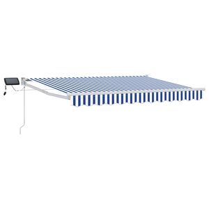 vidaXL Manuelle Gelenkarmmarkise mit LEDs Blau und Wei&szlig; 2,5 x 2 m