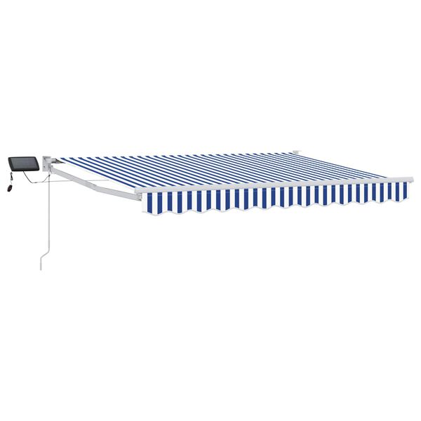 vidaXL Manuelle Gelenkarmmarkise mit LEDs Blau und Wei&szlig; 2,5 x 2 m