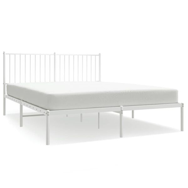 vidaXL Bettgestell mit Kopfteil Metall Wei&szlig; 160x200 cm