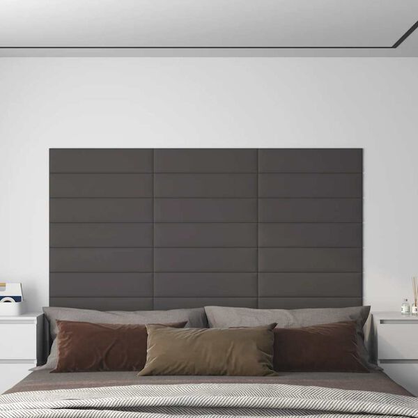 vidaXL Wandpaneele 12 Stk. Dunkelgrau 60x15 cm Stoff 1,08 m&sup2;