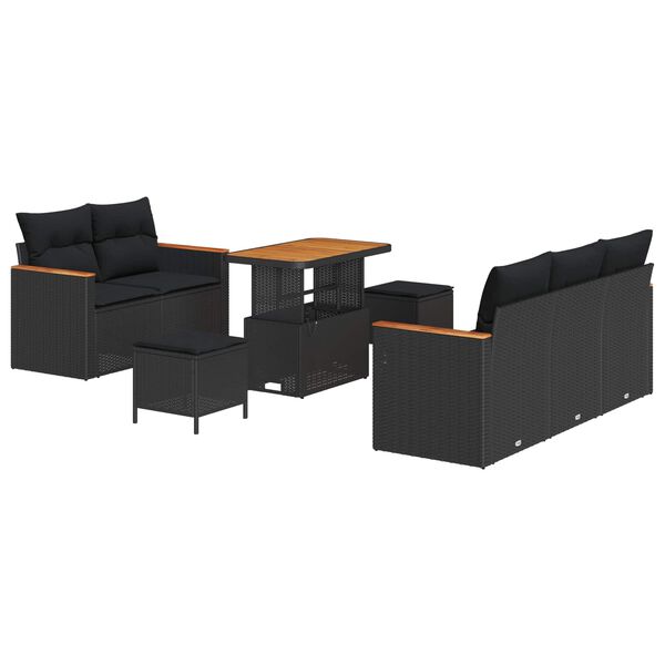 vidaXL Gartensofa-set 8 pcs Schwarz Poly-Rattan