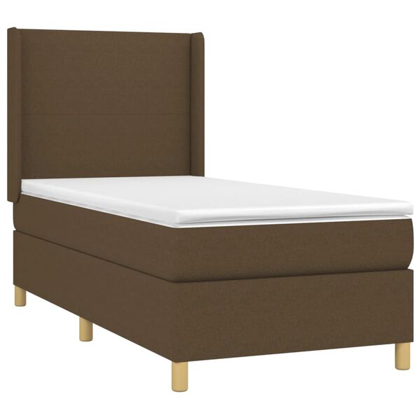 vidaXL Boxspringbett mit Matratze & LED Dunkelbraun 90x190 cm Stoff