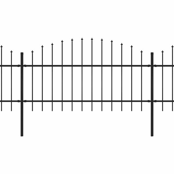 vidaXL Gartenzaun mit Speerspitze Stahl 892,5 x 125 cm Schwarz