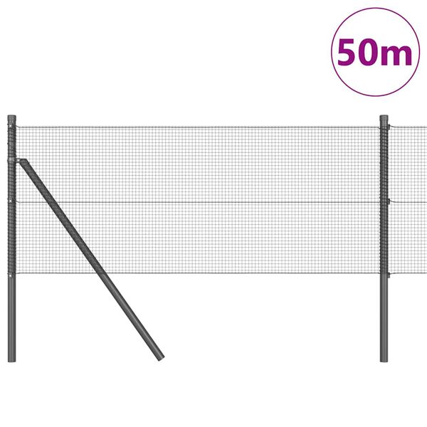 vidaXL Zaunpfosten Grau 50 x 0,4 m (12 x 12 mm Maschen) Stahl und PVC