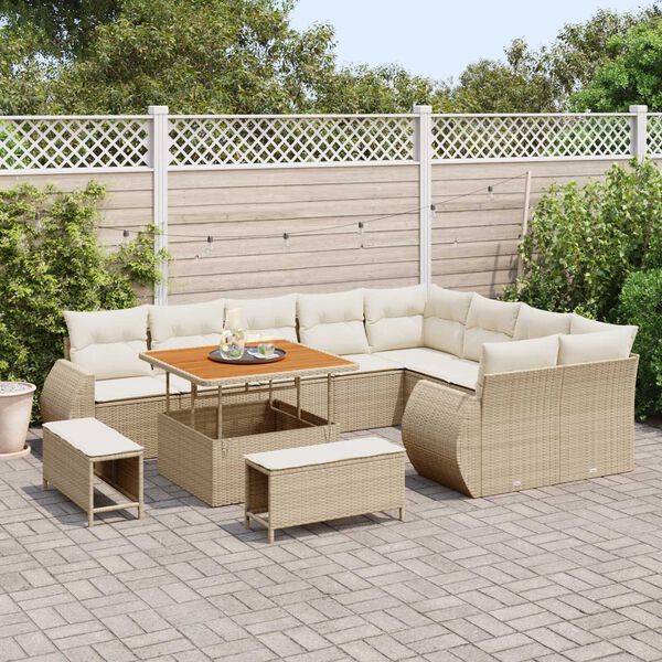 vidaXL Gartensofa-set 12 pcs Beige Poly-Rattan