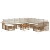 vidaXL Outdoor-Sofagarnitur 12 pcs Nat&uuml;rlich und Cremwei&szlig; Polyester