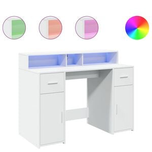 vidaXL LED-Schreibtisch Wei&szlig; 120x55x91 cm Holzwerkstoff