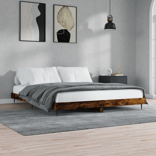 vidaXL Bettgestell ohne Matratze R&auml;uchereiche 200x200 cm Holzwerkstoff