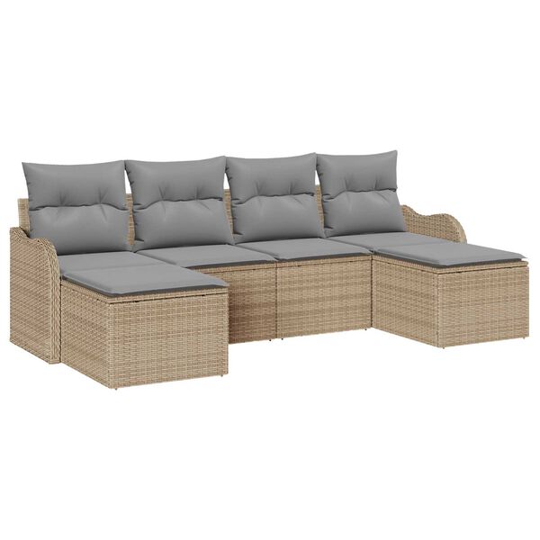 vidaXL Gartensofa-set Beige Poly-Rattan