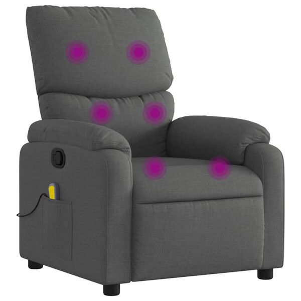 vidaXL Massage-Relaxsessel, Stoff, Dunkelgrau