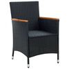 vidaXL 5-tlg. Garten-Essgruppe mit Kissen Poly Rattan Schwarz