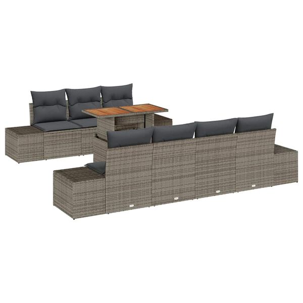 vidaXL Garten Essgruppe mit Kissen 8 pcs Grau und Braun