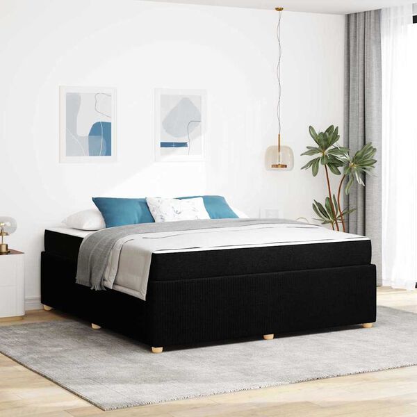 vidaXL Bettrahmen mit Matratze Schwarz 180 x 200 cm Stoff