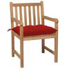 vidaXL Gartenst&uuml;hle 8 Stk. mit Roten Kissen Massivholz Teak