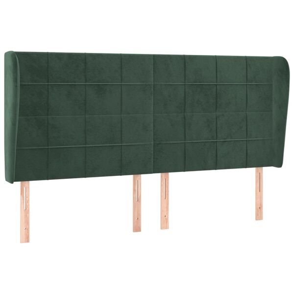 vidaXL Kopfteil mit Ohren Dunkelgr&uuml;n 203x23x118/128 cm Samt