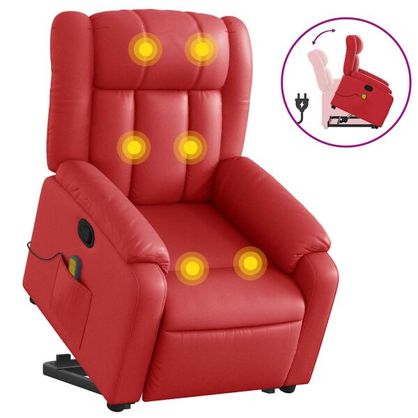vidaXL Massagesessel mit Aufstehhilfe Rot Kunstleder